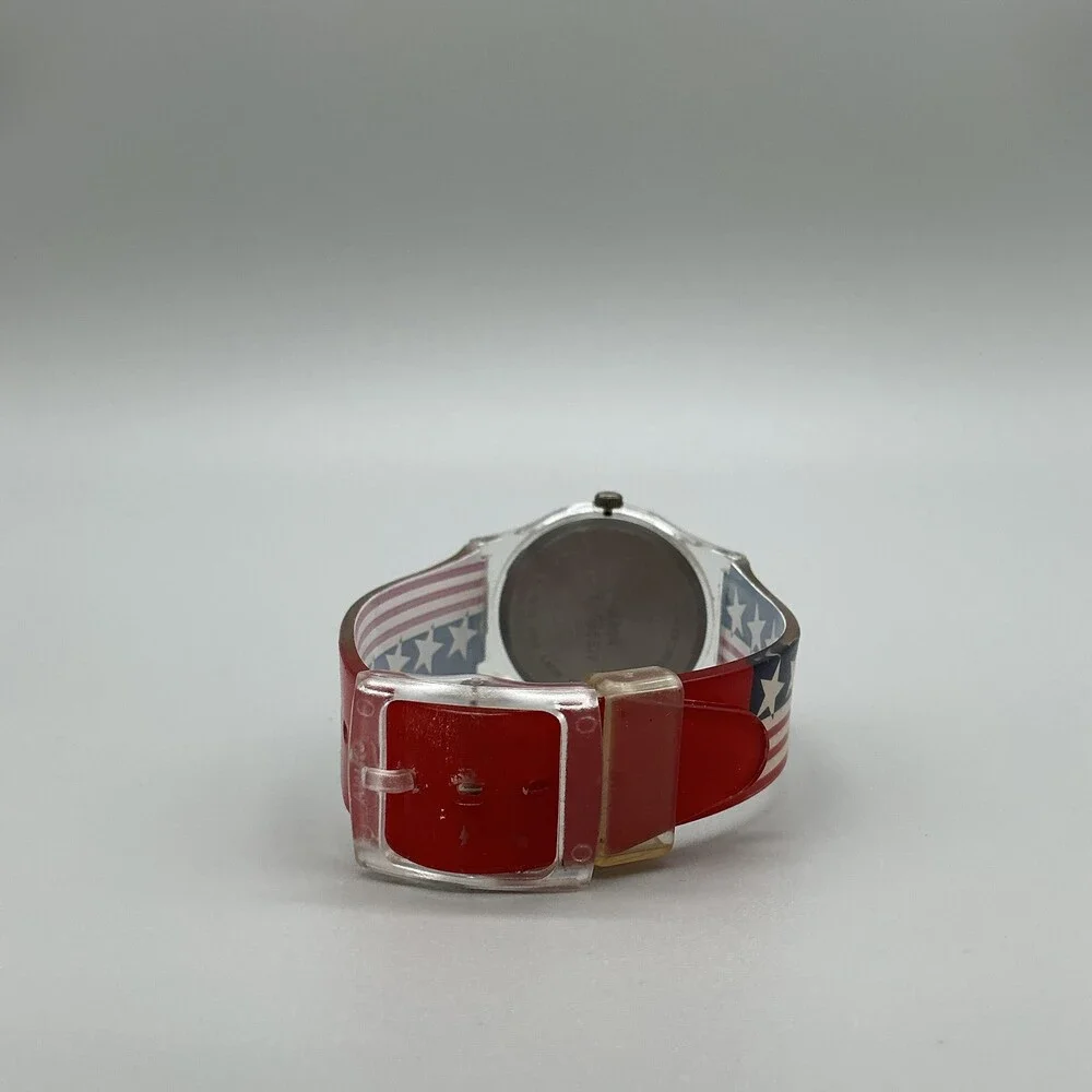 Vintage Fada USA Collection Unisex Watch 33mm Flag Red White Blue New Battery